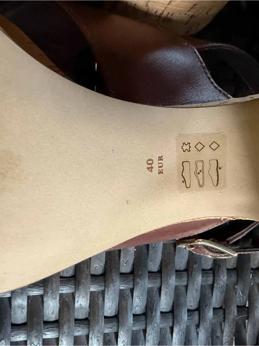 Anthropologie Leather Cork Platform Slingback Shoes Size EU 40/US 9